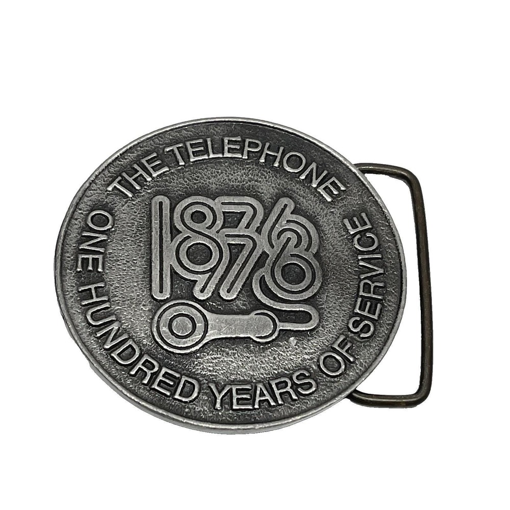 Vintage‎ 1976 100th Anniversary Of The Telephone Bell System Pewter Belt Buckle